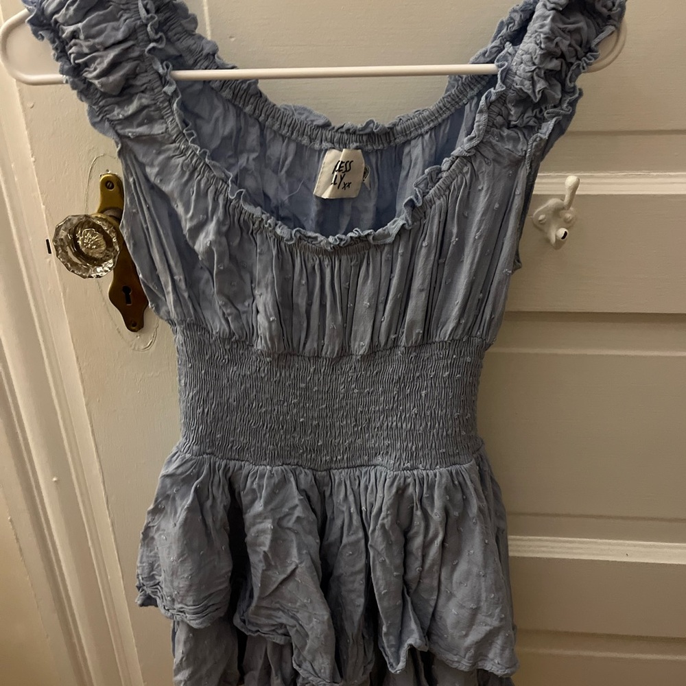 Princess Polly Light Blue Ruffled Romper